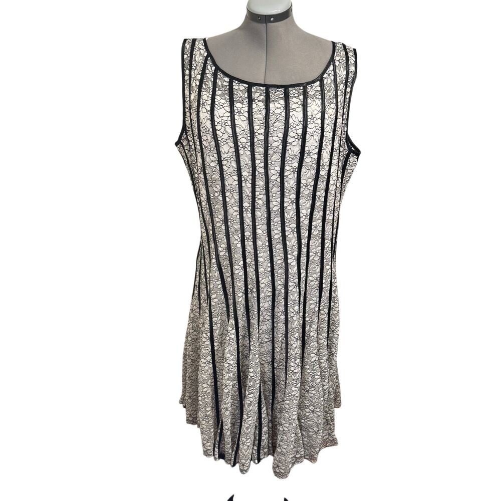 Sl Fashions Ivory Black Sleeveless Lace A-Line Dress Plus Size 24